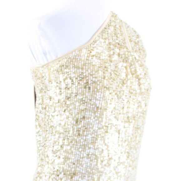 ABS Beige gold clear sequin dress 2 - Picture 4 of 8